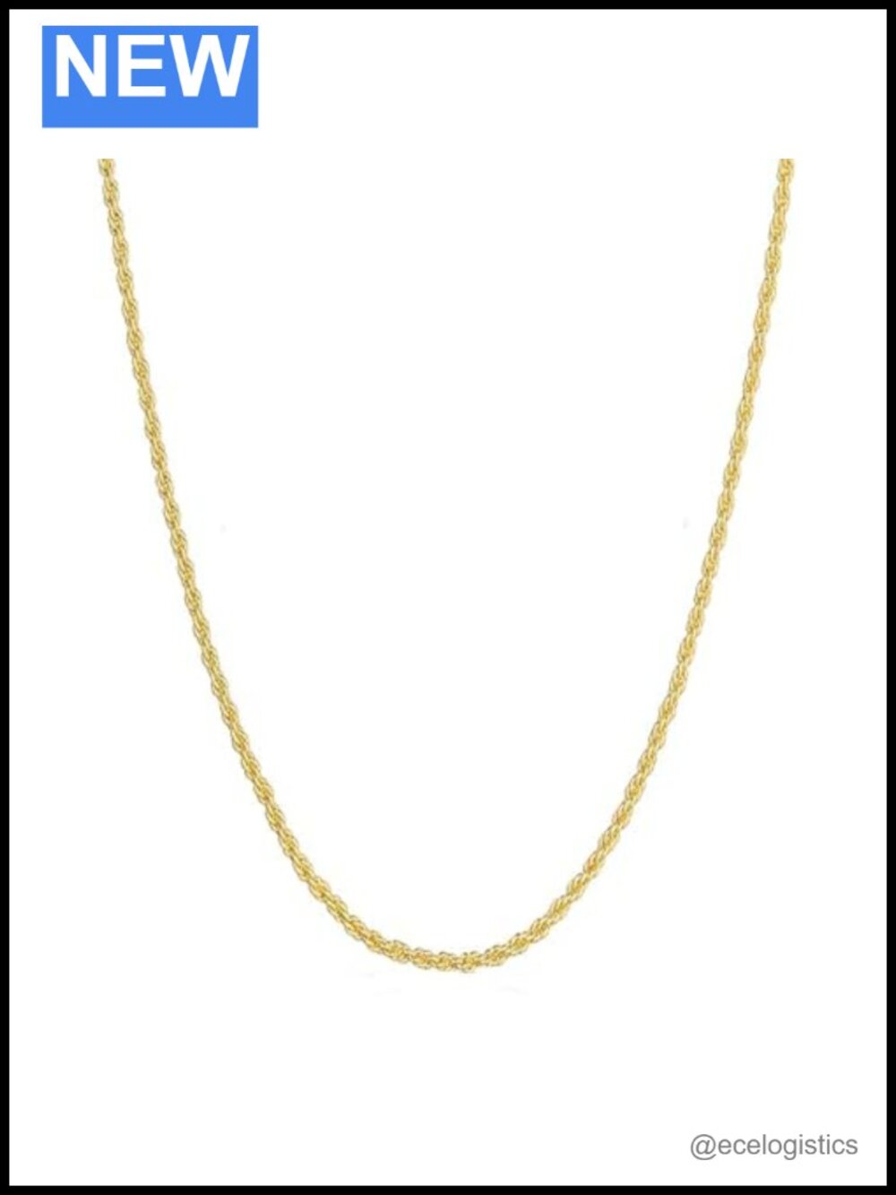 14k Yellow Gold Rope Chain Necklace 20 Inch Lobster Clasp Unisex